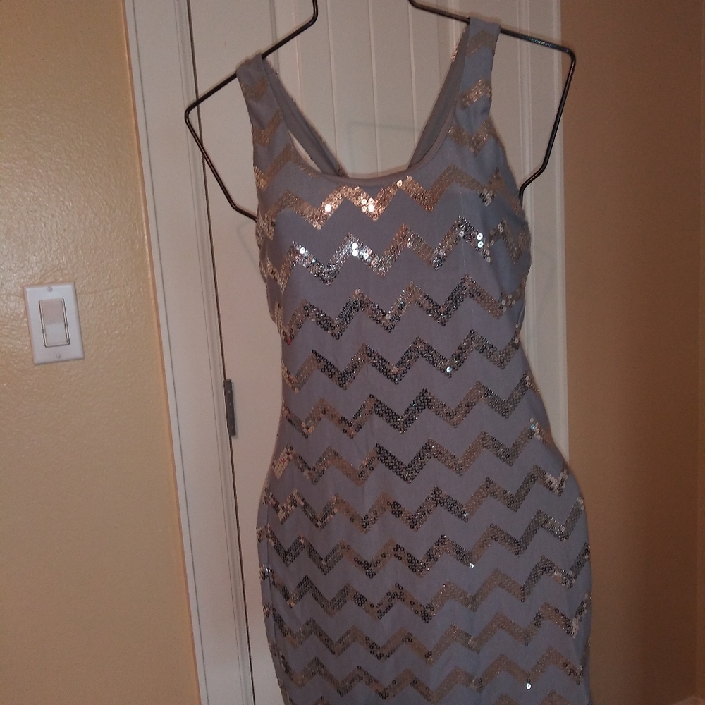 Crossback sequin embellished dress.